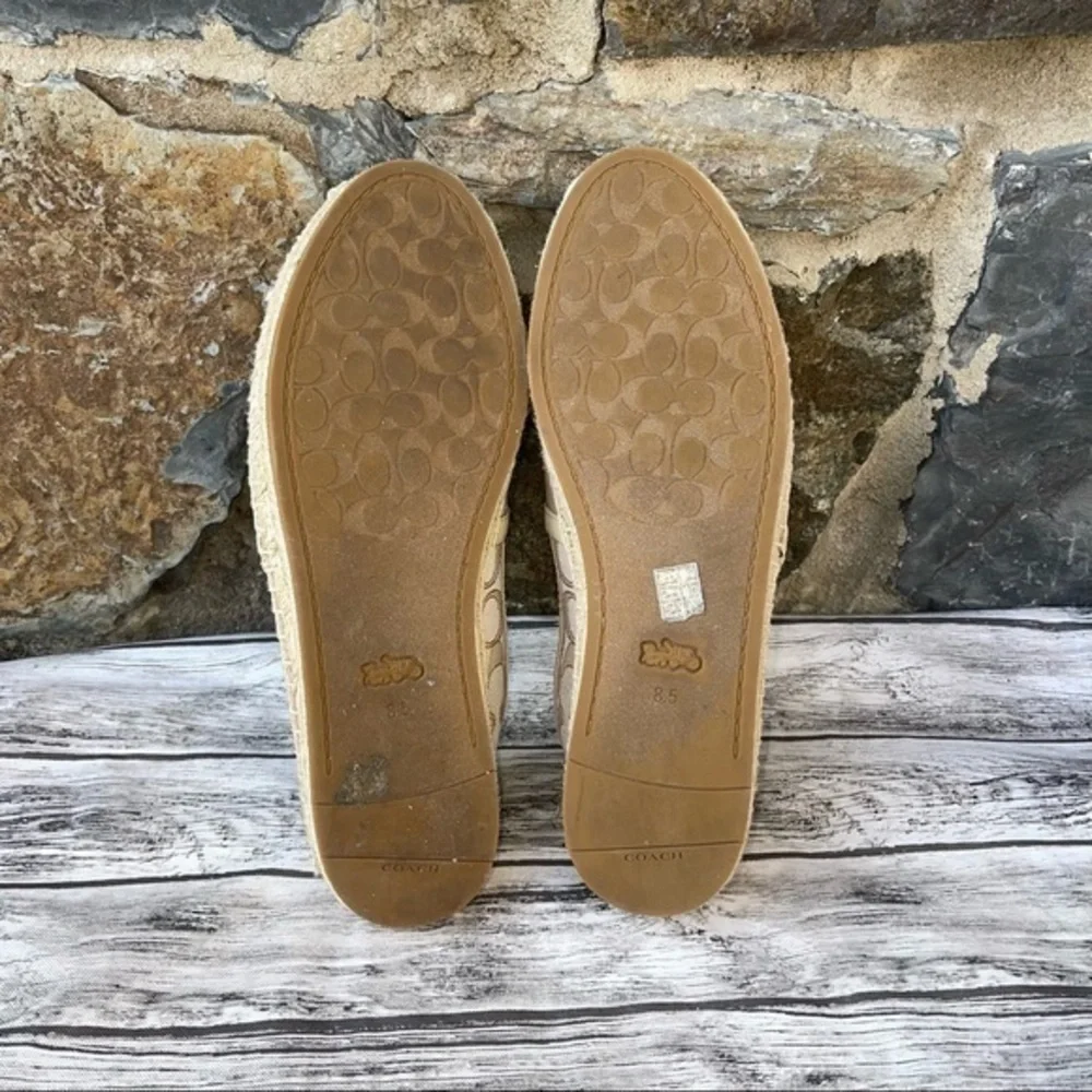 Coach Casey Espadrille beige ivory slide size 9